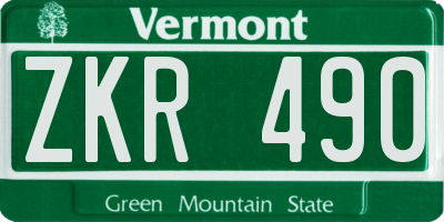 VT license plate ZKR490