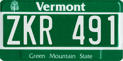 VT license plate ZKR491
