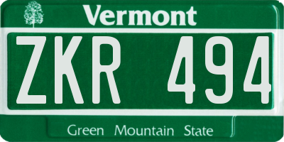 VT license plate ZKR494