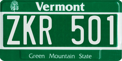 VT license plate ZKR501