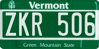 VT license plate ZKR506