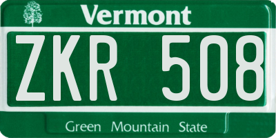VT license plate ZKR508