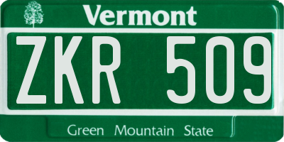 VT license plate ZKR509
