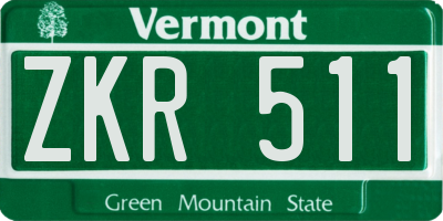 VT license plate ZKR511