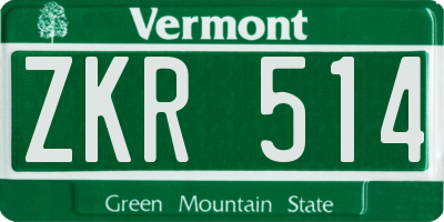 VT license plate ZKR514