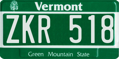 VT license plate ZKR518
