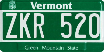 VT license plate ZKR520
