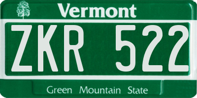 VT license plate ZKR522
