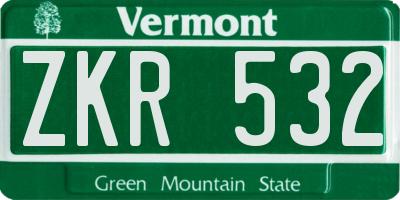 VT license plate ZKR532