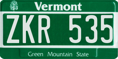 VT license plate ZKR535