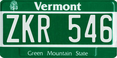 VT license plate ZKR546