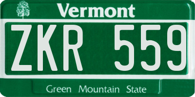 VT license plate ZKR559