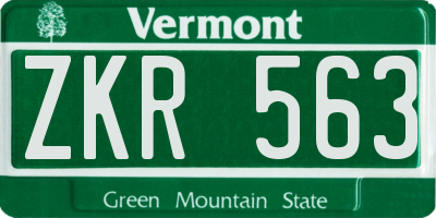 VT license plate ZKR563