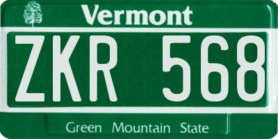 VT license plate ZKR568
