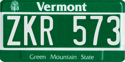 VT license plate ZKR573
