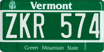 VT license plate ZKR574