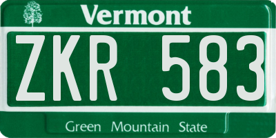 VT license plate ZKR583