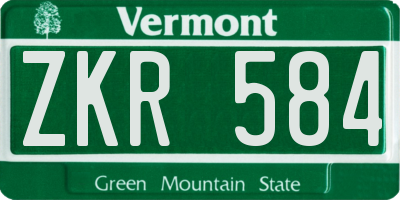 VT license plate ZKR584