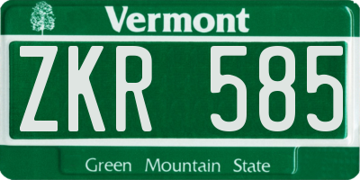 VT license plate ZKR585