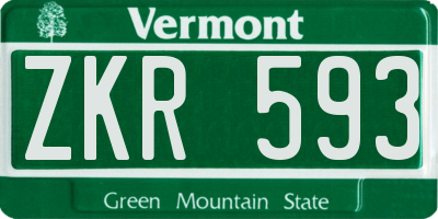 VT license plate ZKR593