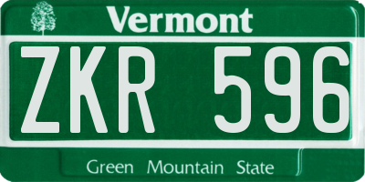 VT license plate ZKR596
