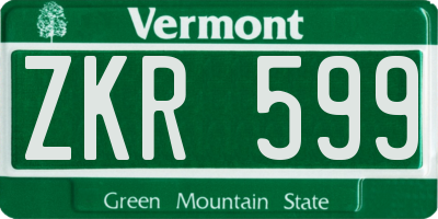 VT license plate ZKR599