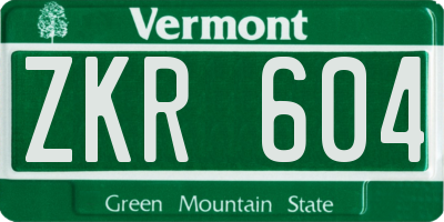 VT license plate ZKR604