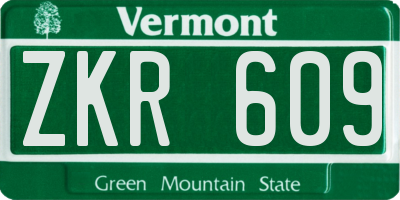 VT license plate ZKR609