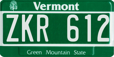 VT license plate ZKR612