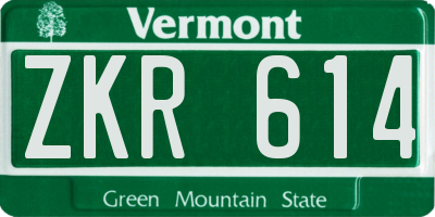 VT license plate ZKR614