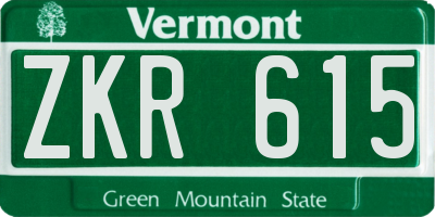 VT license plate ZKR615
