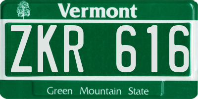 VT license plate ZKR616