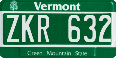 VT license plate ZKR632