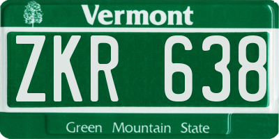 VT license plate ZKR638