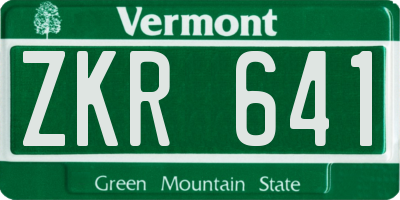 VT license plate ZKR641