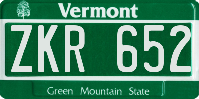 VT license plate ZKR652