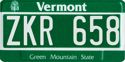 VT license plate ZKR658