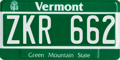 VT license plate ZKR662