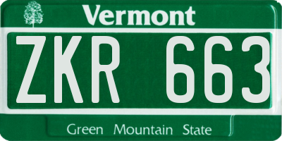 VT license plate ZKR663
