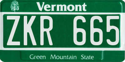 VT license plate ZKR665