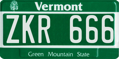 VT license plate ZKR666