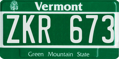 VT license plate ZKR673