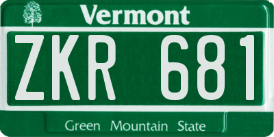 VT license plate ZKR681