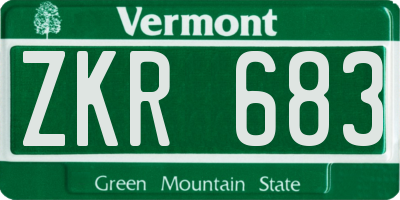 VT license plate ZKR683