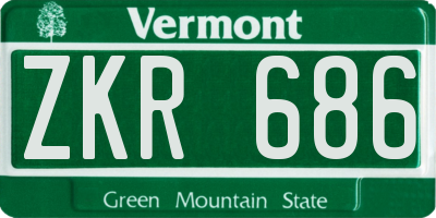 VT license plate ZKR686