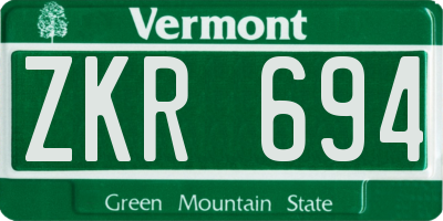 VT license plate ZKR694