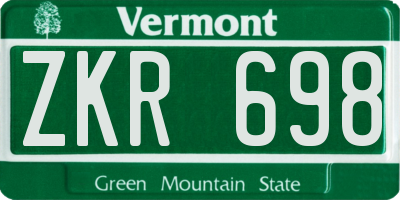 VT license plate ZKR698
