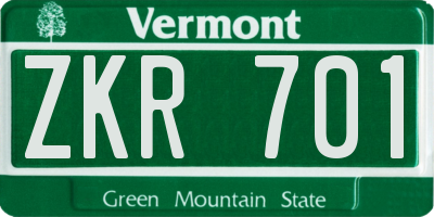 VT license plate ZKR701