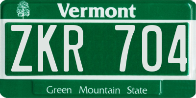 VT license plate ZKR704