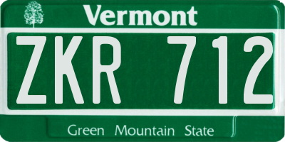 VT license plate ZKR712